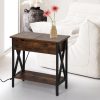 Arrow Side End Table Bedside Tables Wood Nightstand Storage Cabinet USB Charge