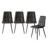 4x Dining Chairs Kitchen Table Chair Lounge Room Padded Seat PU Leather – Grey