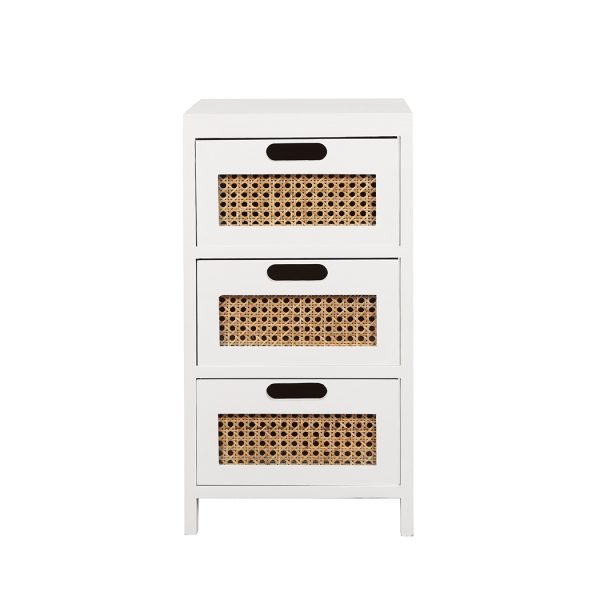 Harker Bedside Tables Drawers Side Table Paulownia Wood Storage Cabinet White