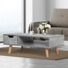 Coffee Table Storage Tables Drawer Wooden Shelf Cabinet Living Room Grey