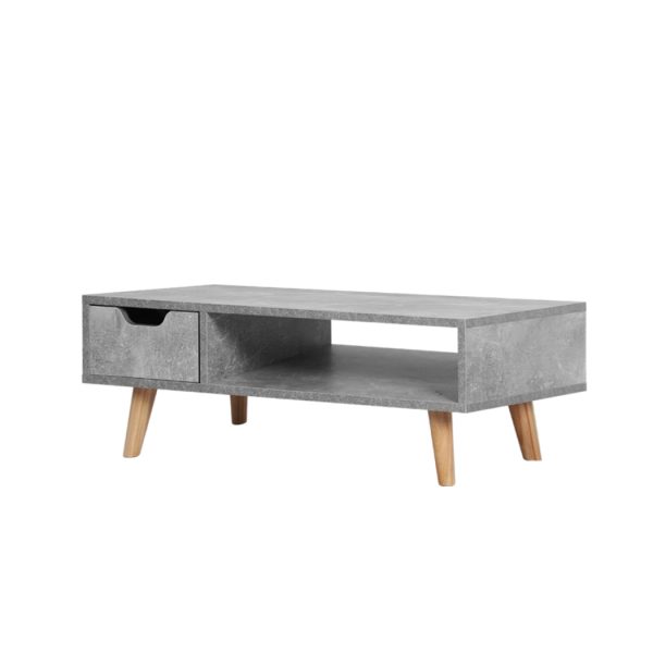 Coffee Table Storage Tables Drawer Wooden Shelf Cabinet Living Room Grey