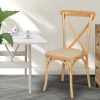 2x Dining Chairs Kitchen Table Chair Natural Wood Rattan Seat Cafe Lounge