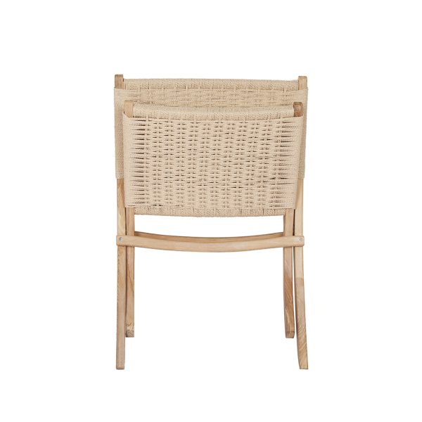 Foldable Single Deck Chair Solid Ash Wood Kraft Rope Paper Woven Seat