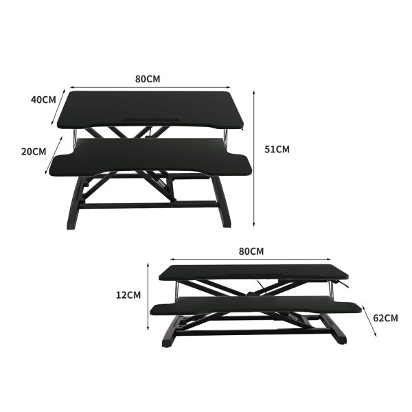 Standing Office Desk Riser Height Adjustable Sit Stand Shelf Computer – Black