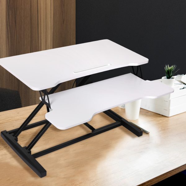 Standing Office Desk Riser Height Adjustable Sit Stand Shelf Computer – White