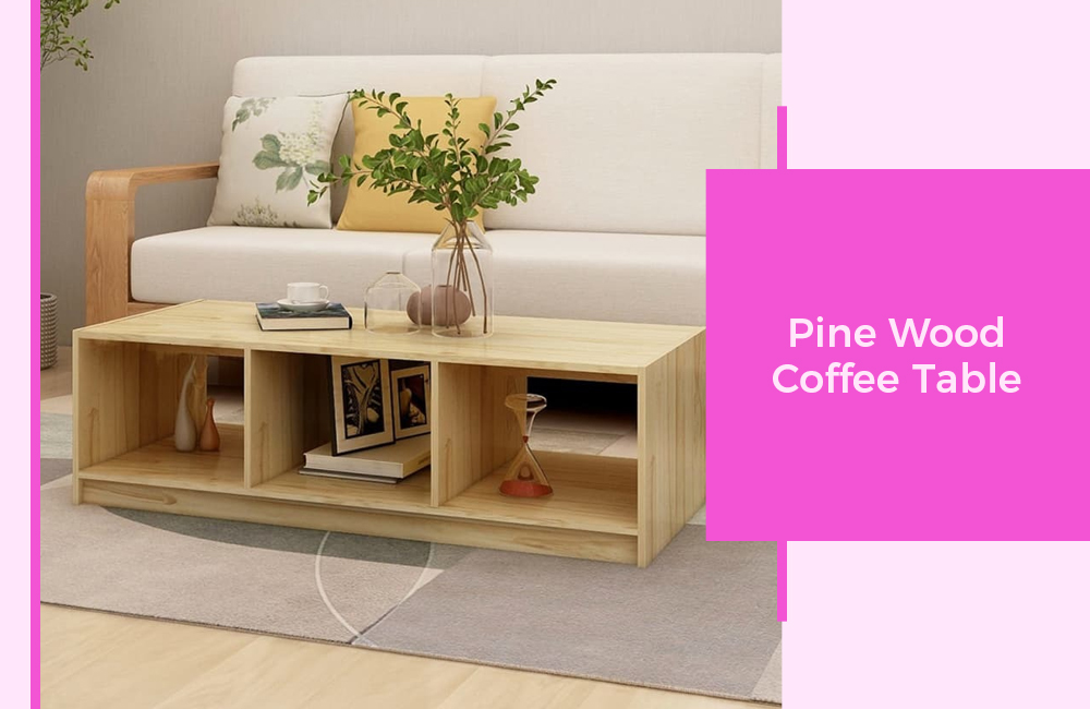 Pine wood coffee tables with drawers