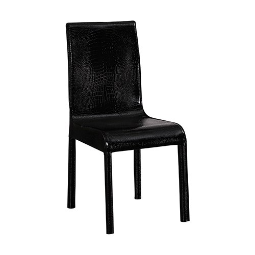 2x Steel Frame Leatherette Medium High Back rest Dining Chairs with Wooden legs – Black
