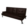 Burien Adjustable Sofa Bed Lounge Futon Couch Leather Beds 3 Seater Cup Holder Recliner – Brown