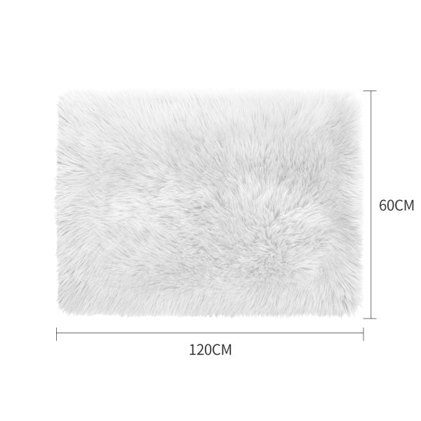 Floor Rugs Sheepskin Shaggy Rug Area Carpet Bedroom Living Room Mat – 60 x 120 cm, White