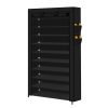 10 Tier Shoe Rack Portable Storage Cabinet Organiser Wardrobe Cover – Black