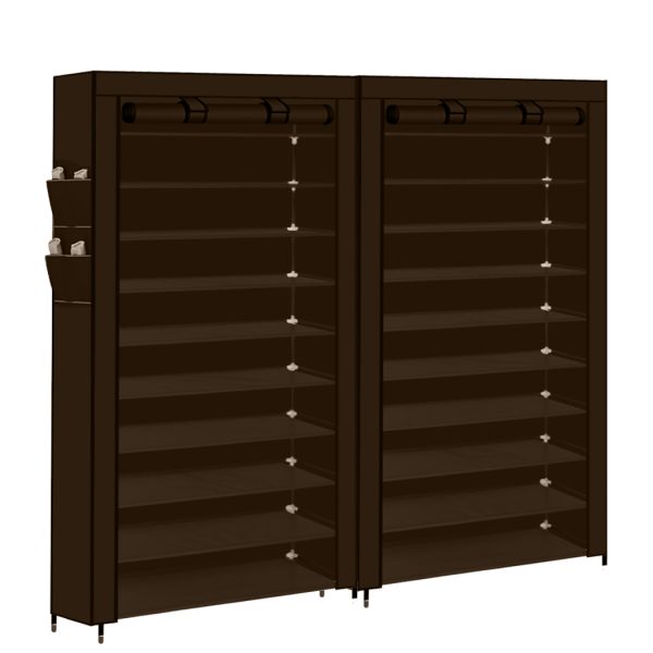 2X Shoe Rack Storage Cabinet Cube DIY Organiser 10 Tier Organizer – Brown