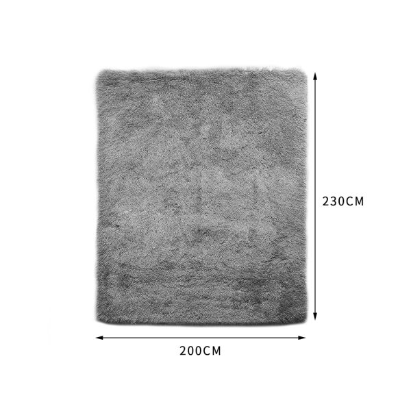 Floor Mat Rugs Shaggy Rug Area Carpet Large Soft Mats – 200 x 230 cm, Grey