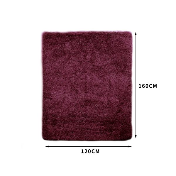 Floor Mat Rugs Shaggy Rug Area Carpet Large Soft Mats – 120 x 160 cm, Burgundy