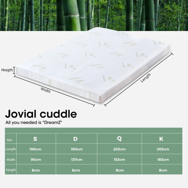 8cm Bedding Cool Gel Memory Foam Bed Mattress Topper Bamboo Cover – KING