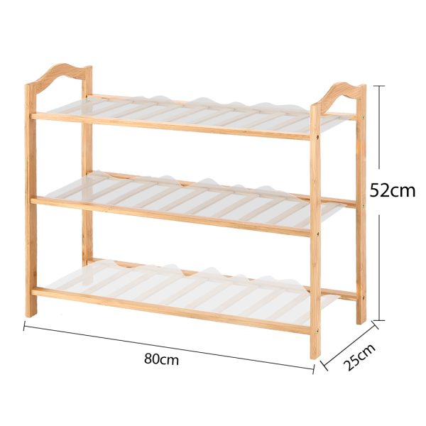 Bamboo Shoe Rack Storage Wooden Organizer Shelf Stand – 80 cm, 3 Tiers