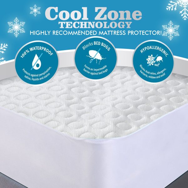Mattress Protector Topper Polyester Cool Fitted Cover Waterproof – QUEEN