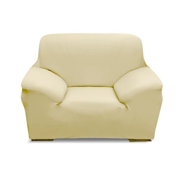 Easy Fit Stretch Couch Sofa Slipcovers Protectors Covers – Cream, 1 Seater