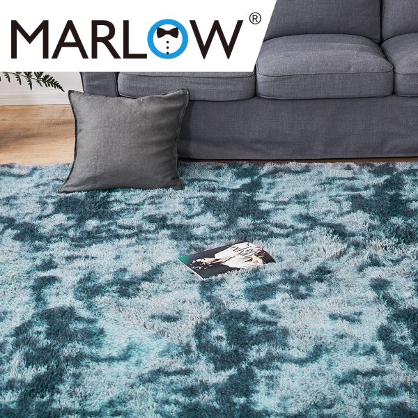 Floor Rug Shaggy Rugs Soft Large Carpet Area Tie-dyed – 140 x 200 cm, Blue