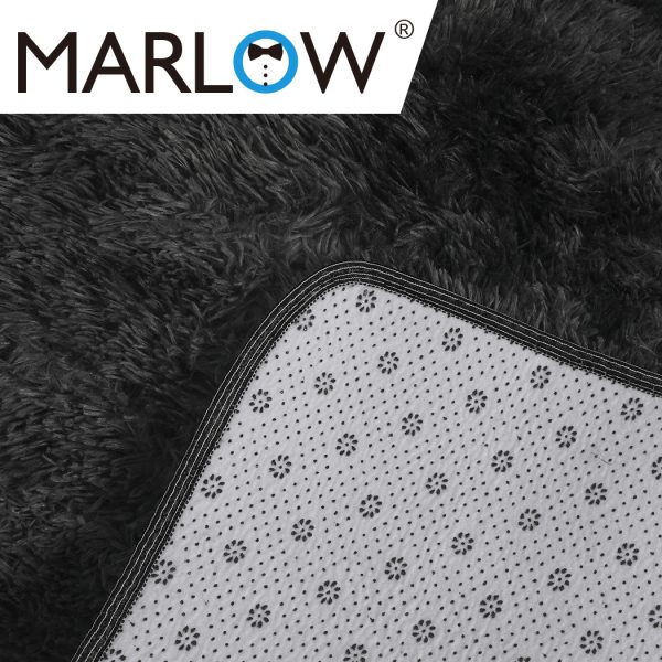 Floor Rug Shaggy Rugs Soft Large Carpet Area Tie-dyed – 200 x 300 cm, Black