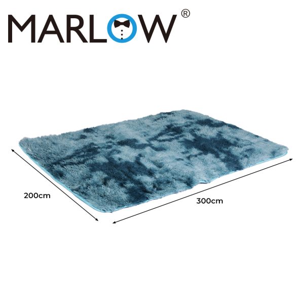 Floor Rug Shaggy Rugs Soft Large Carpet Area Tie-dyed – 200 x 300 cm, Blue