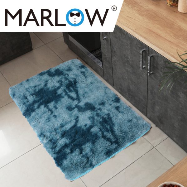 Floor Rug Shaggy Rugs Soft Large Carpet Area Tie-dyed – 80 x 120 cm, Blue