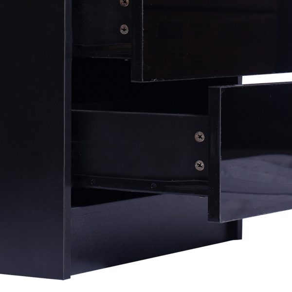 Hercules Bedside Tables Drawers RGB LED Side Table High Gloss Nightstand Cabinet – Black