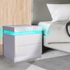 Hercules Bedside Tables Drawers RGB LED Side Table High Gloss Nightstand Cabinet – White