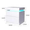 Hercules Bedside Tables Drawers RGB LED Side Table High Gloss Nightstand Cabinet – White