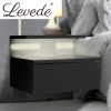 Linburn Bedside Tables LED Side Table Storage Drawer Floating Nightstand – Black
