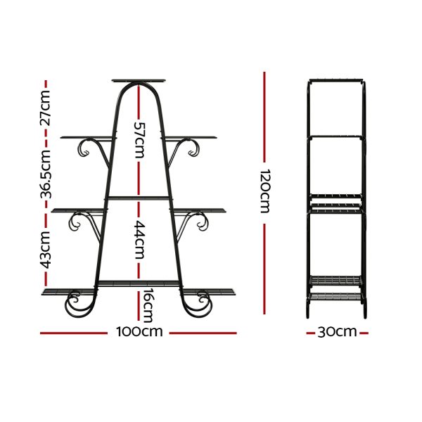 Plant Stand 9 Tier Metal Flower Pot Shelf Black