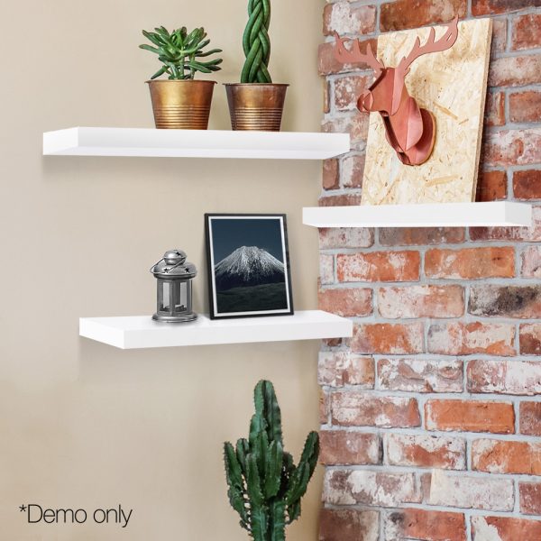 3 Piece Floating Wall Shelves – White