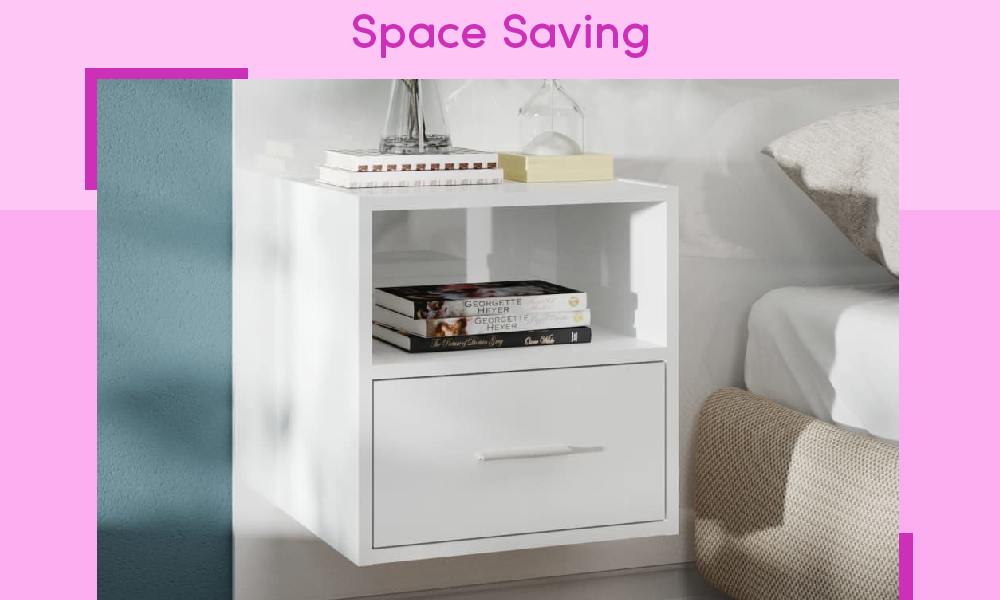 Floating bedside tables are space saving