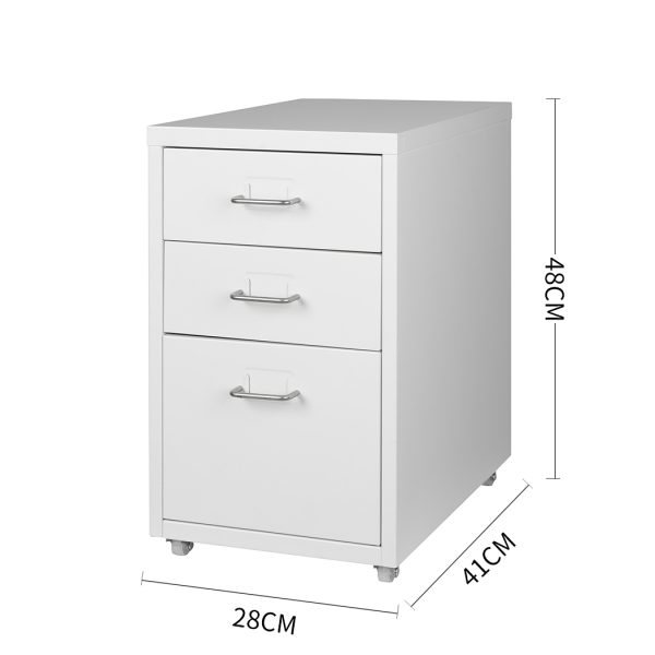 Metal Cabinet Storage Cabinets Folders Steel Study Office Organiser 3 Drawers – White