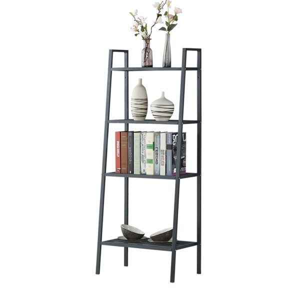 4 Tier Ladder Shelf Unit Bookshelf Bookcase Book Storage Display Rack Stand – Black