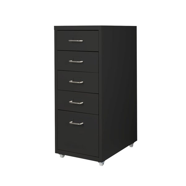 5 Drawers Portable Cabinet Rack Storage Steel Stackable Organiser Stand – Black