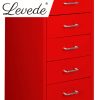 5 Drawers Portable Cabinet Rack Storage Steel Stackable Organiser Stand – Red