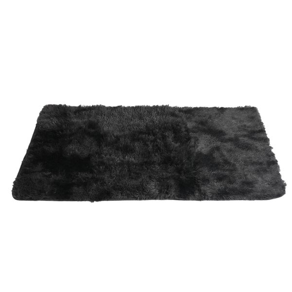 Floor Rug Shaggy Rugs Soft Large Carpet Area Tie-dyed – 80 x 120 cm, Black