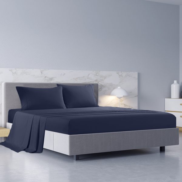 Royal Comfort – Balmain 1000TC Bamboo cotton Sheet Sets – QUEEN, Blue Fog