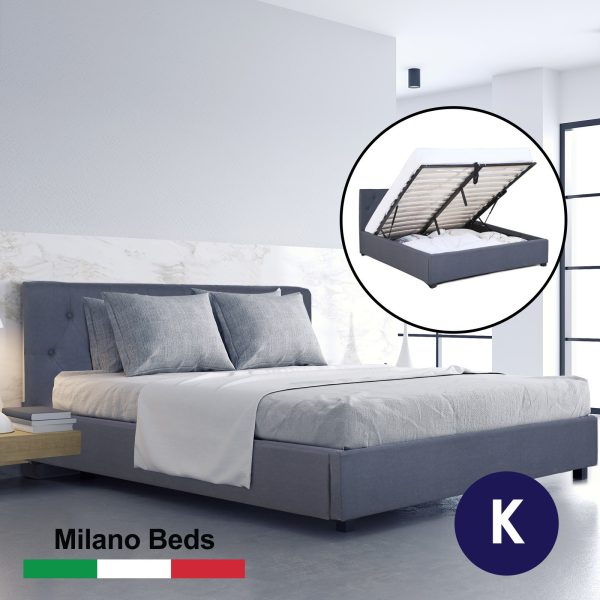 Aldershot Luxury Gas Lift Bed With Headboard (Model 3) – KING SINGLE, Charcoal