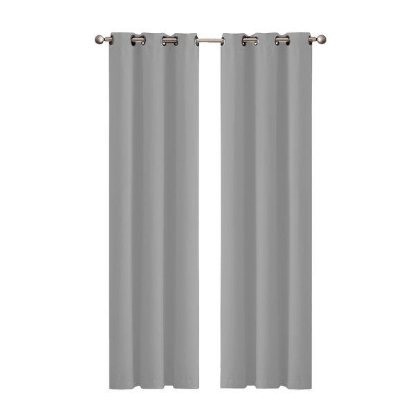2x Blockout Curtains Panels 3 Layers Eyelet Room Darkening – 240 x 230 cm, Grey