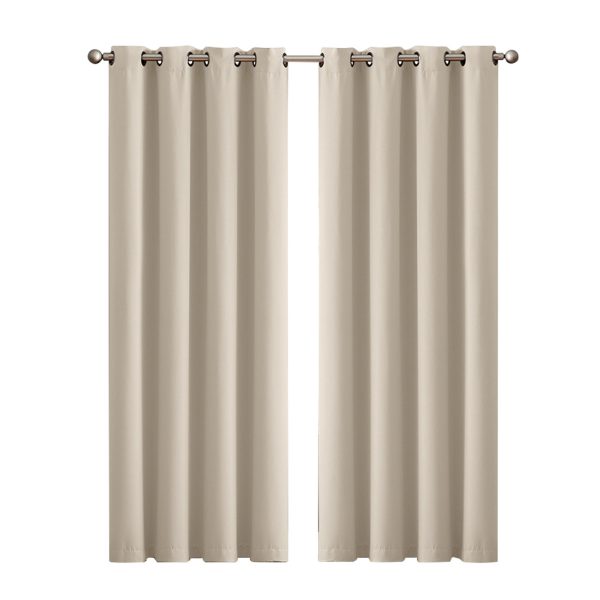 2x Blockout Curtains Panels 3 Layers Eyelet Room Darkening – 240 x 230 cm, Charcoal