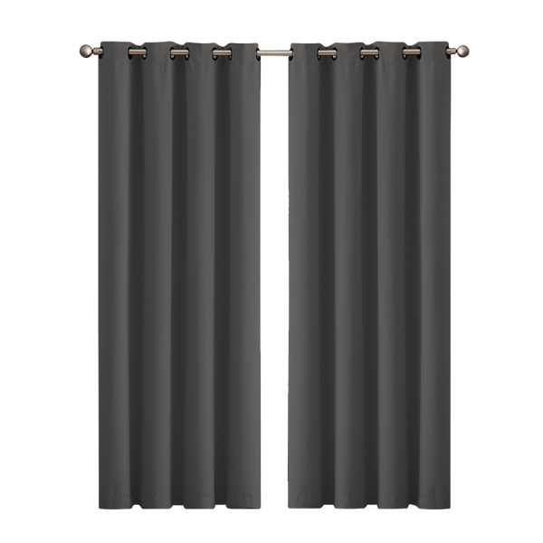 2x Blockout Curtains Panels 3 Layers Eyelet Room Darkening – 240 x 230 cm, Black