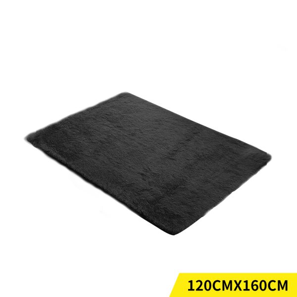 Floor Mat Rugs Shaggy Rug Area Carpet Large Soft Mats – 160 x 230 cm, Black