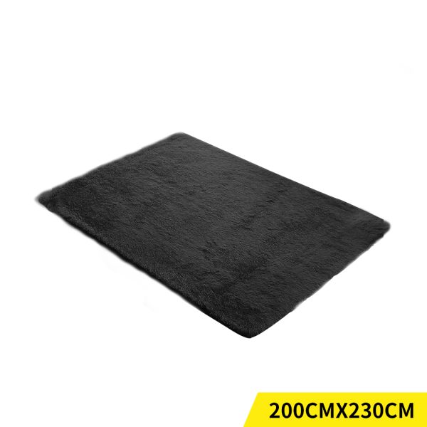 Floor Mat Rugs Shaggy Rug Area Carpet Large Soft Mats – 300 x 200 cm, Black