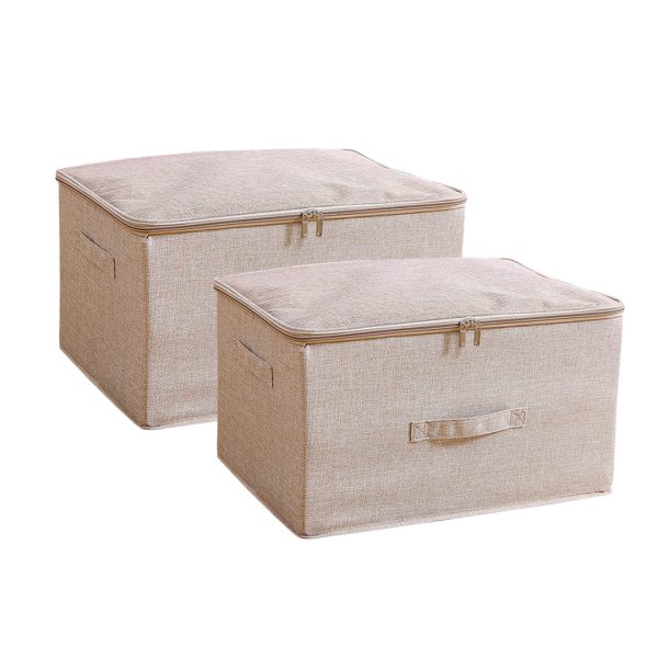 Portable Double Zipper Storage Box Moisture Proof Clothes Basket Foldable Home Organiser