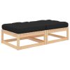 Garden Footstool with Cushion Solid Pinewood – Black, 1