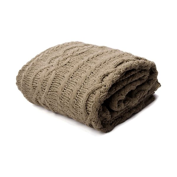 Asher Knitted Throw Rug – Brown