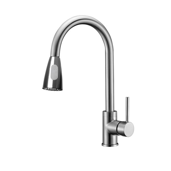 Kitchen Faucet Extender Tap Pull Out Brass Mixer Taps Sink Vanity Swivel WELS – Silver