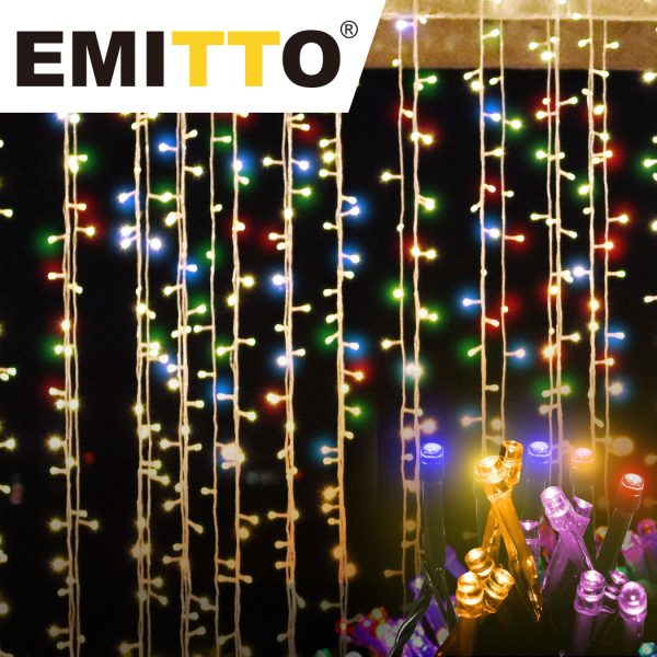 LED Curtain Fairy Lights Wedding Indoor Outdoor Xmas Garden Party Decor – 3 x 3 M, Multicolor