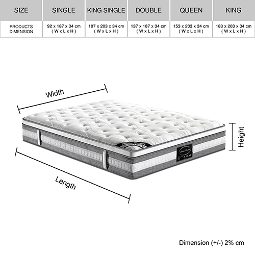 Austell Mattress Euro Top Pocket Spring Coil with Knitted Fabric Medium Firm 34cm Thick – KING